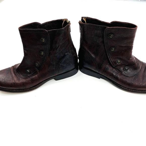 Frye Women's Phillip Military Zip Boot Dark Brown Leather Size 37 - Picture 6 of 10